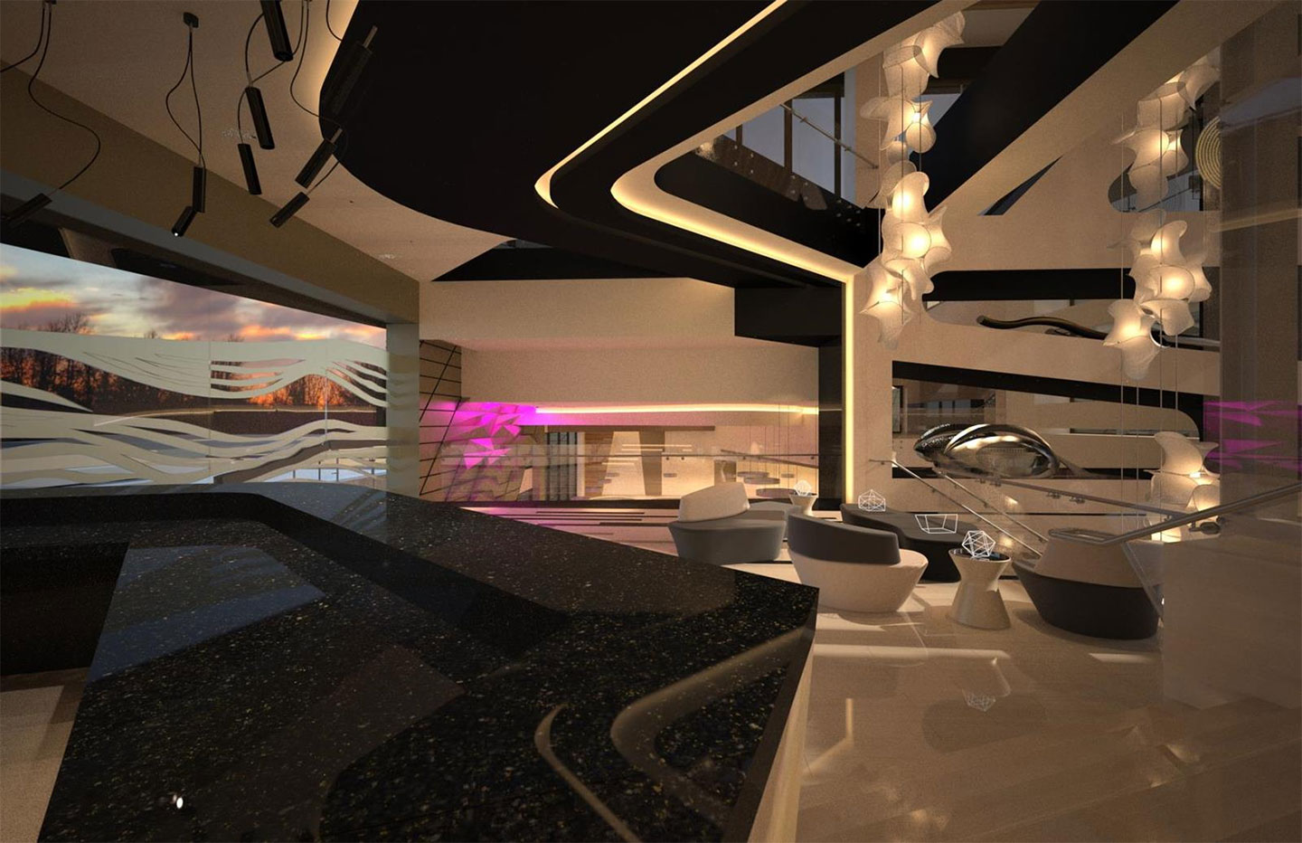 豪華現代會所設計3個部分