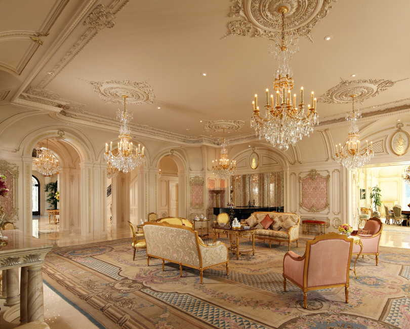 過于奢華的巴洛克風格裝飾會所的室內設計